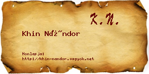 Khin Nándor névjegykártya