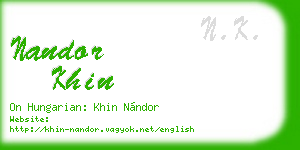 nandor khin business card
